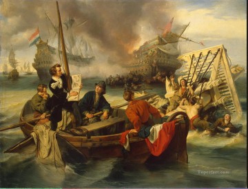 海戦 Painting - 海戦をスケッチするウィレム・ファン・デ・ヴェルデ
